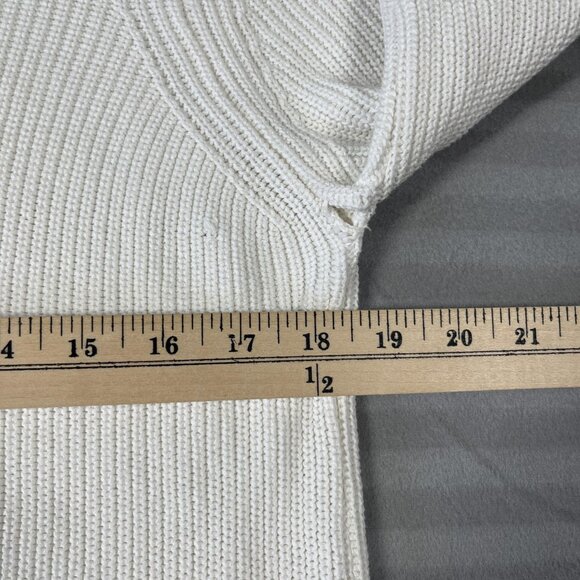 Zara Sweater Mens Medium White Ribbed Quarter Zip Pullover Cotton Knit Bulgaria - Picture 7 of 12